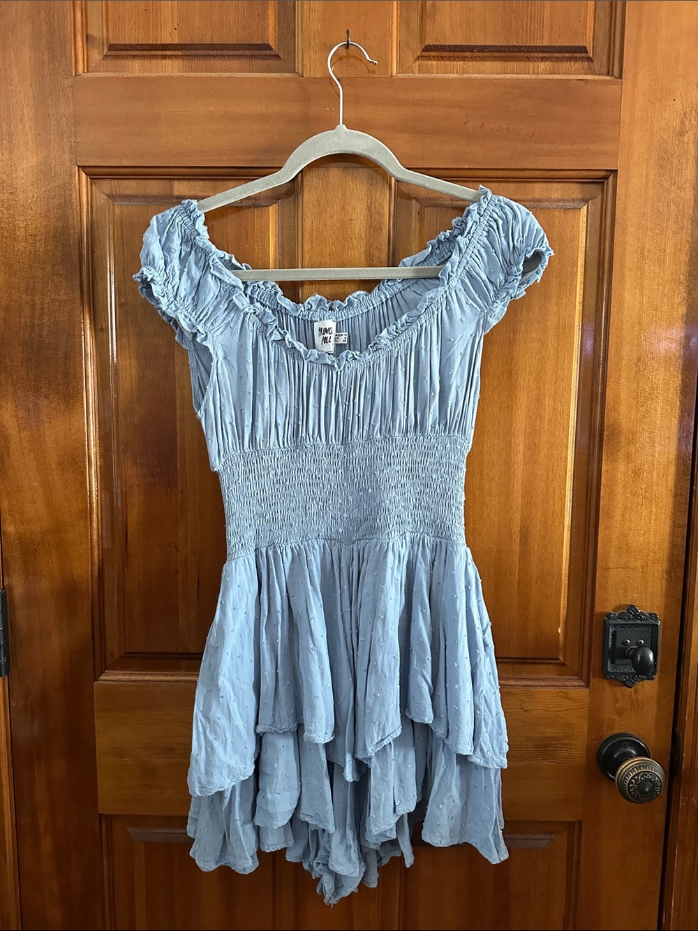 Princess Polly Powder Blue Smocked Ruffle Tunic